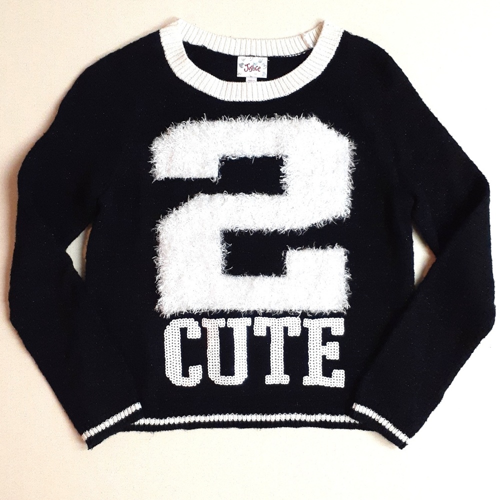 Justice 2 CUTE Black Sweater